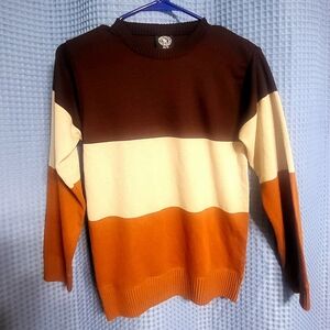 Colorblock Sweater for Men - Brown, Cream, and Orange
